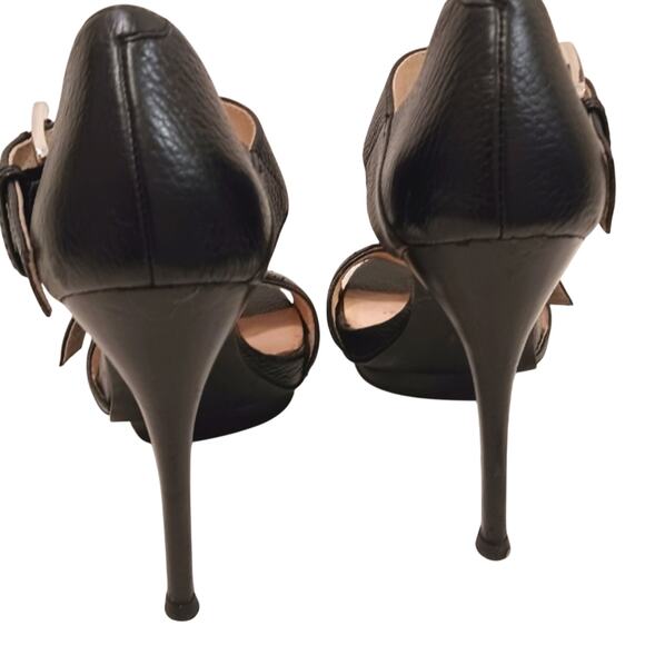 Michael Michael Kors 5" Stiletto Heels Sz 7.5 Black Leather Moderin Buckles Glam - Picture 3 of 16